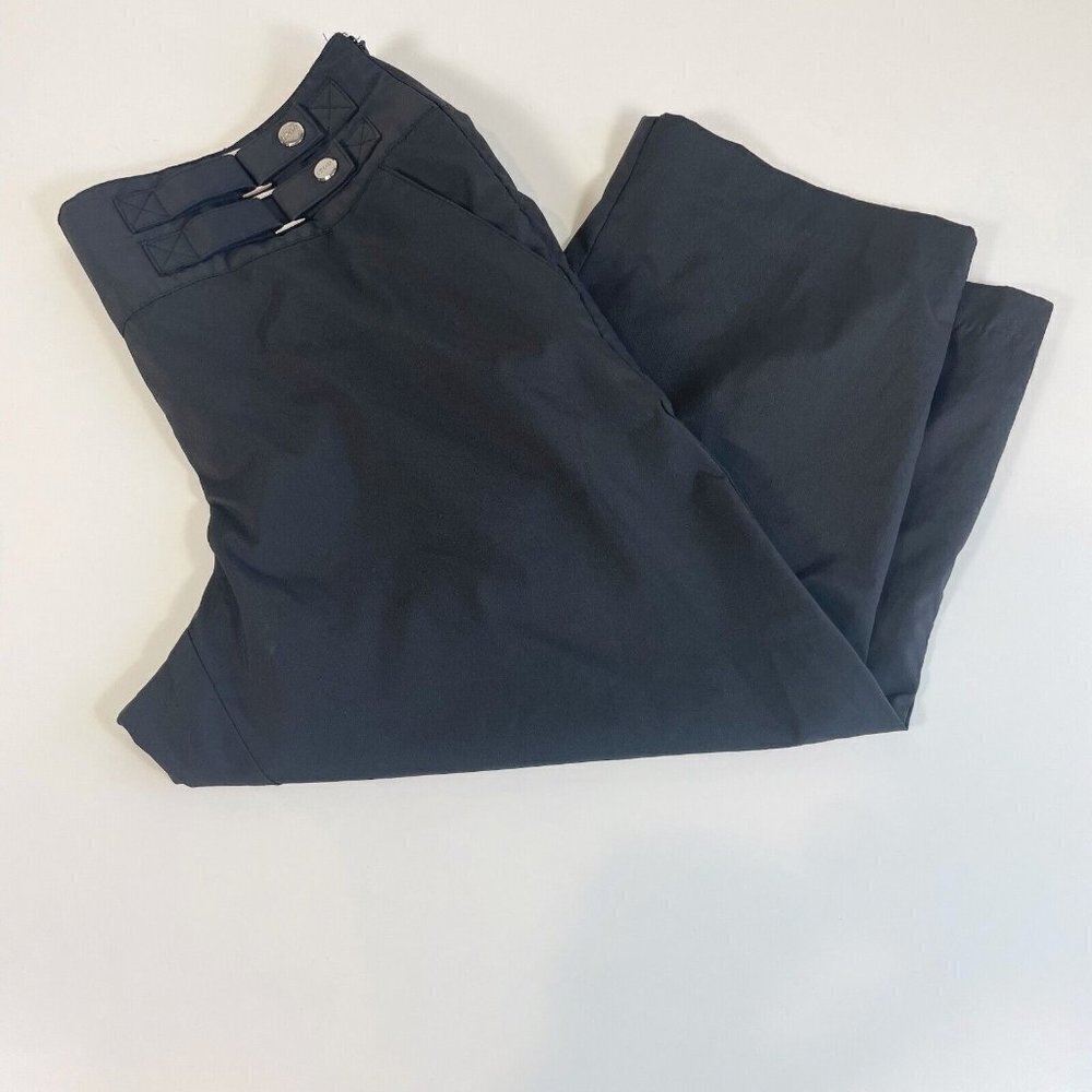 Izod Womens Straight‎ Leg Capri Cropped Pants Black 10 Mid Rise Buckle Side Zip